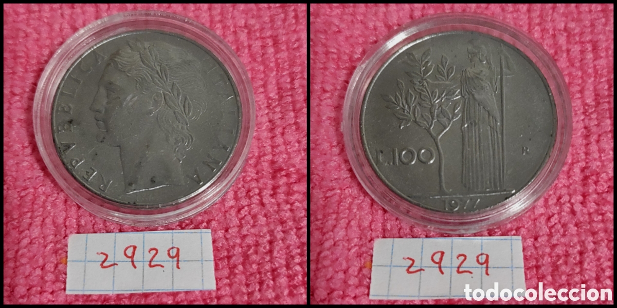Monedas antiguas de Europa: 100 liras italianas a&ntilde;o 1977
