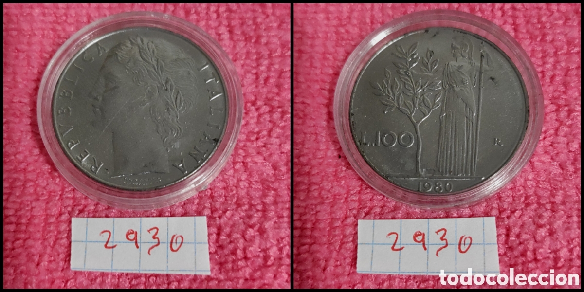Monedas antiguas de Europa: 100 liras italianas a&ntilde;o 1980