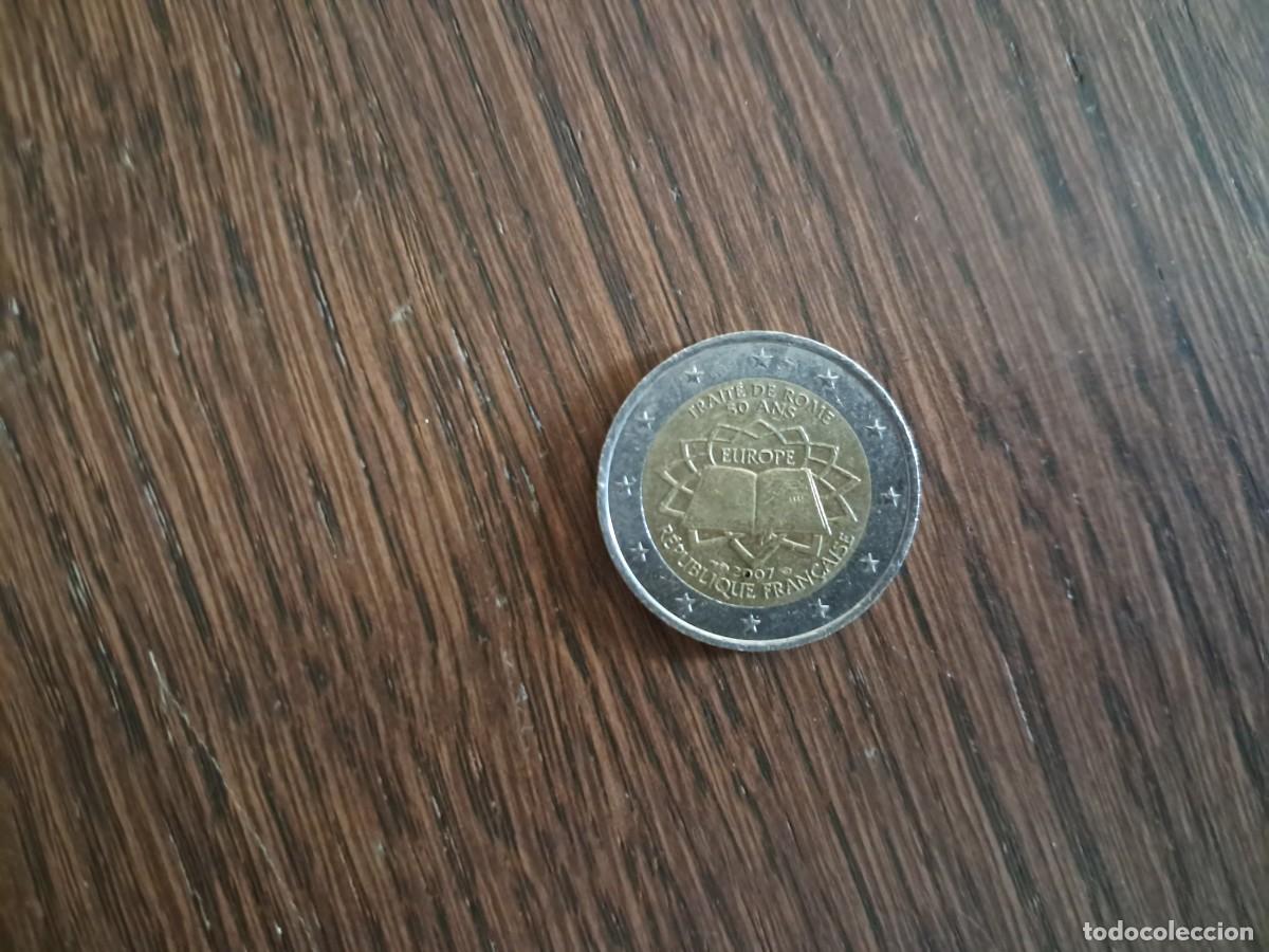Monedas antiguas de Europa: moneda de 2 euros de Francia, a&ntilde;o 2007, conmemorativa tratado de Roma.