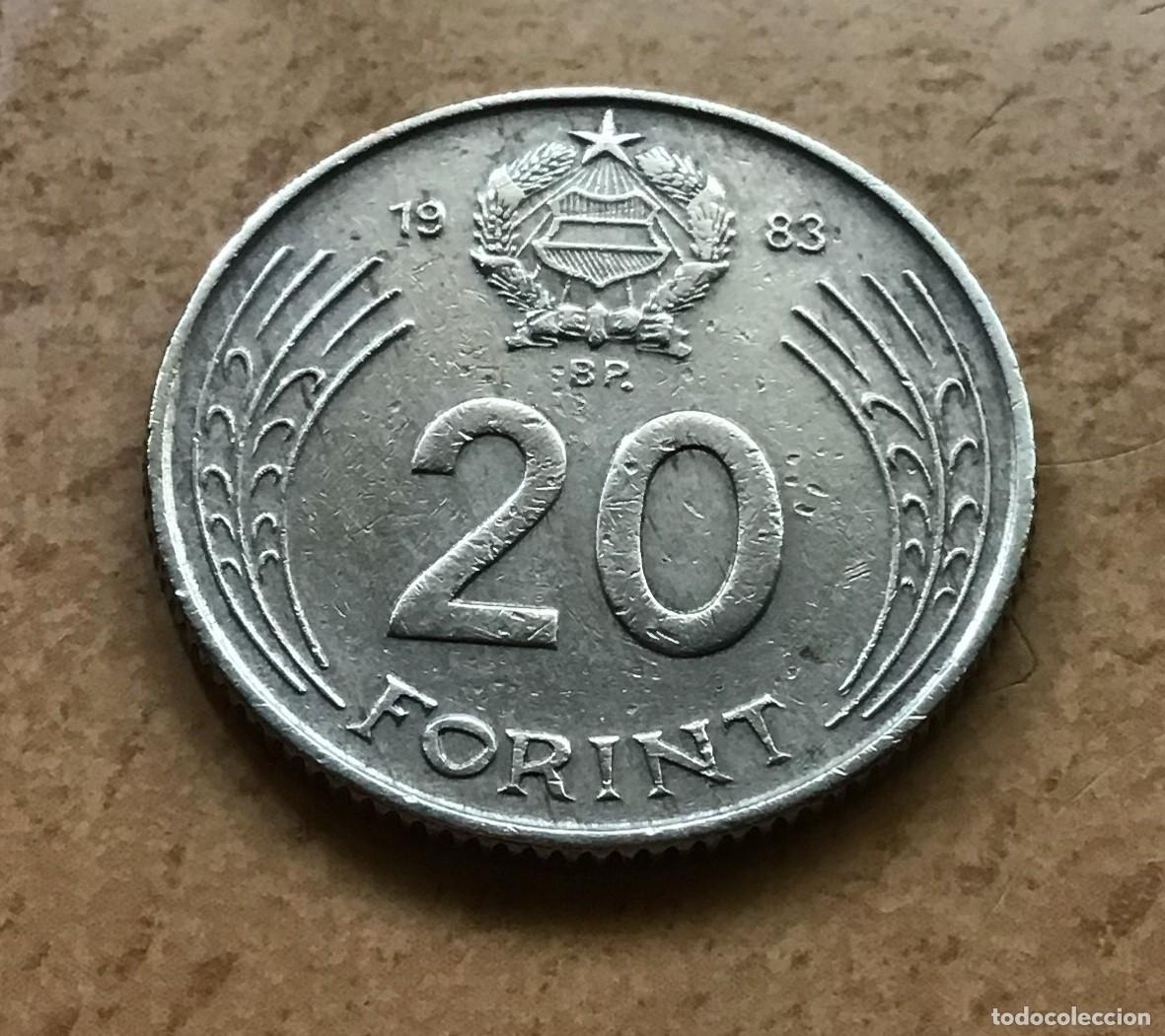 Monedas antiguas de Europa: 20 florines de Hungr&iacute;a. A&ntilde;o 1983