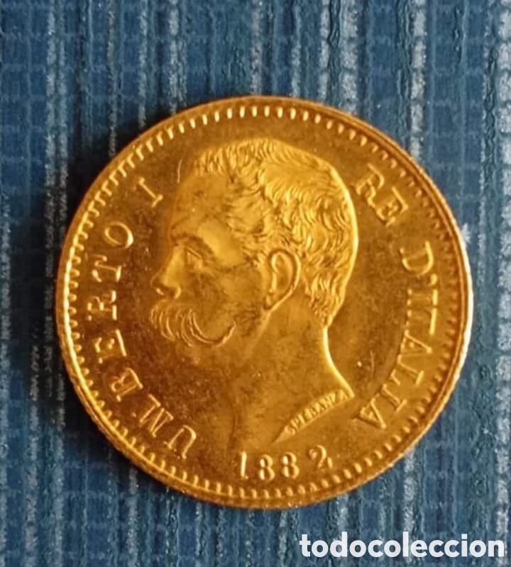 Monedas antiguas de Europa: Gold Marengo 20 Lire Umberto I (1882) - Italy Gold Coin
