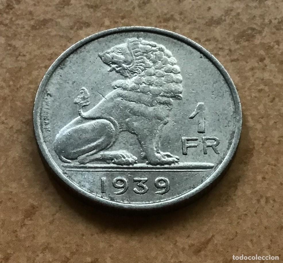Monedas antiguas de Europa: 1 franco de B&eacute;lgica. A&ntilde;o 1939. Belgie - Belgique
