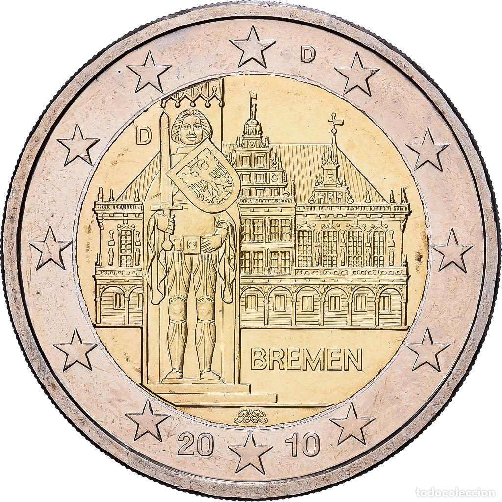 Monedas antiguas de Europa: [#1513724] Alemania, 2 Euro, Le land de Br&ecirc;me et l'h&ocirc;tel de ville et la statue de Rolland