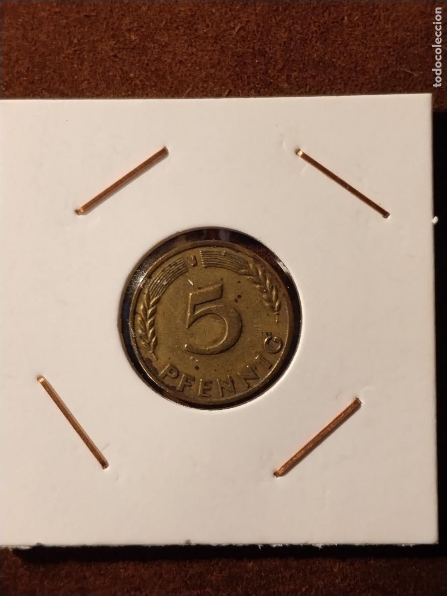 Monedas antiguas de Europa: 5 Pfennig 1949 &ndash; Ceca J (Hamburgo) &ndash; Alemania RFA