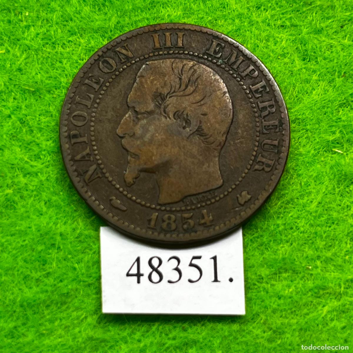 Monedas antiguas de Europa: Francia 5 c&eacute;ntimos 1854 K, ceca de Burdeos (Bordeaux).