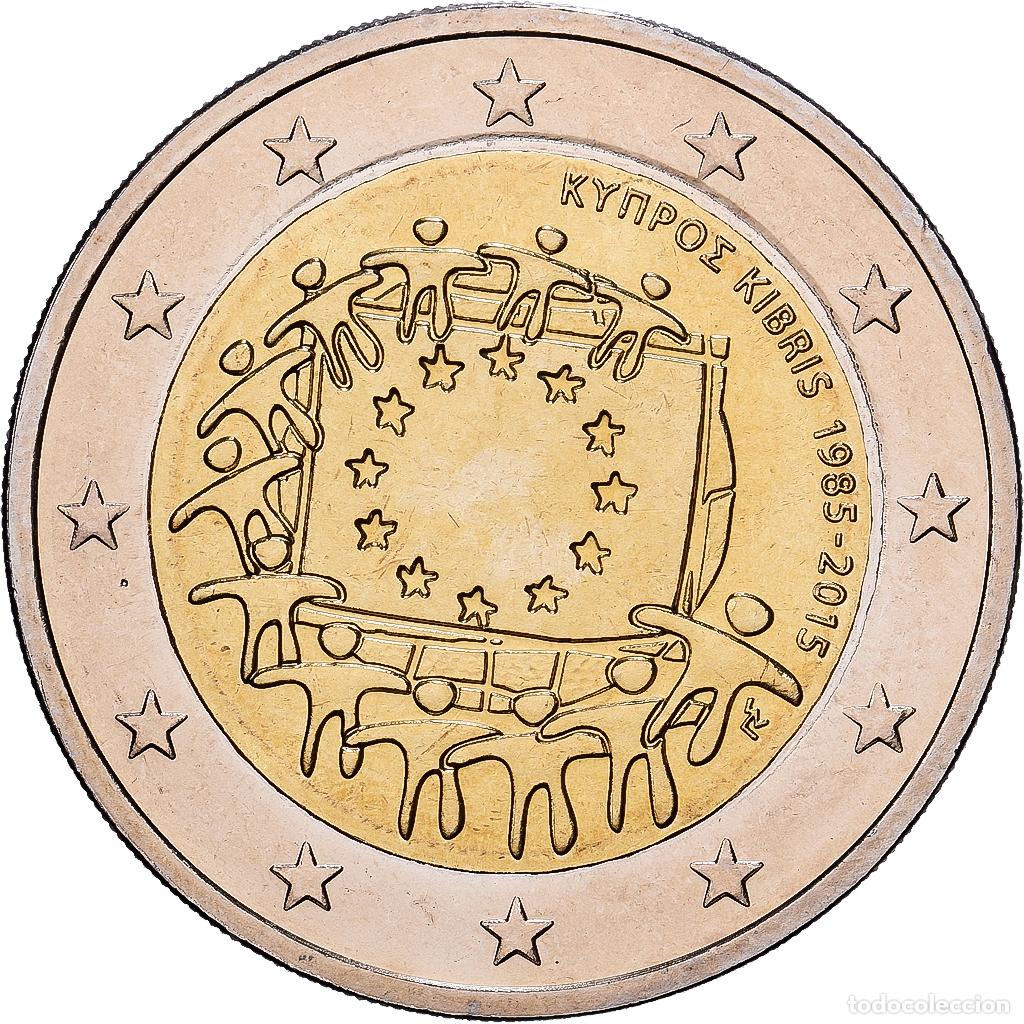 Monedas antiguas de Europa: [#1513744] Chipre, 2 Euro, 30e anniversaire du drapeau de l'Union Europ&eacute;enne, 2015, La