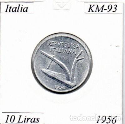 Monedas antiguas de Europa: ITALIA 1956, 10 LIRAS, KM-93, SC-UNC