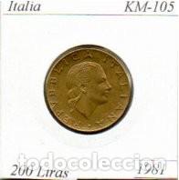 Monedas antiguas de Europa: ITALIA 1981, 200 LIRAS, KM-105, SC;