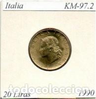 Monedas antiguas de Europa: ITALIA 1990, 20 LIRAS, KM-97.2, SC