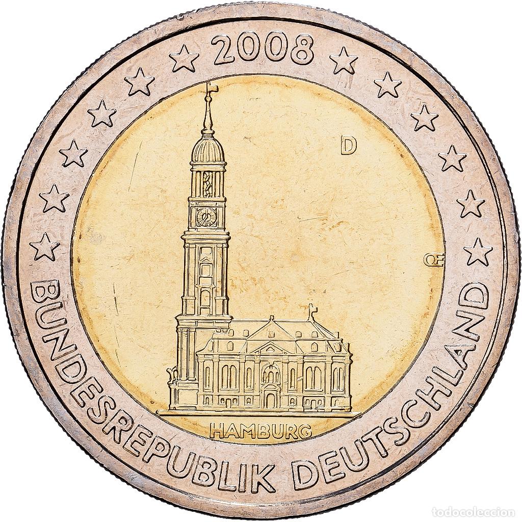 Monedas antiguas de Europa: [#1513750] Alemania, 2 Euro, Le land de Hambourg et l'&eacute;glise Saint-Michel de Hambourg
