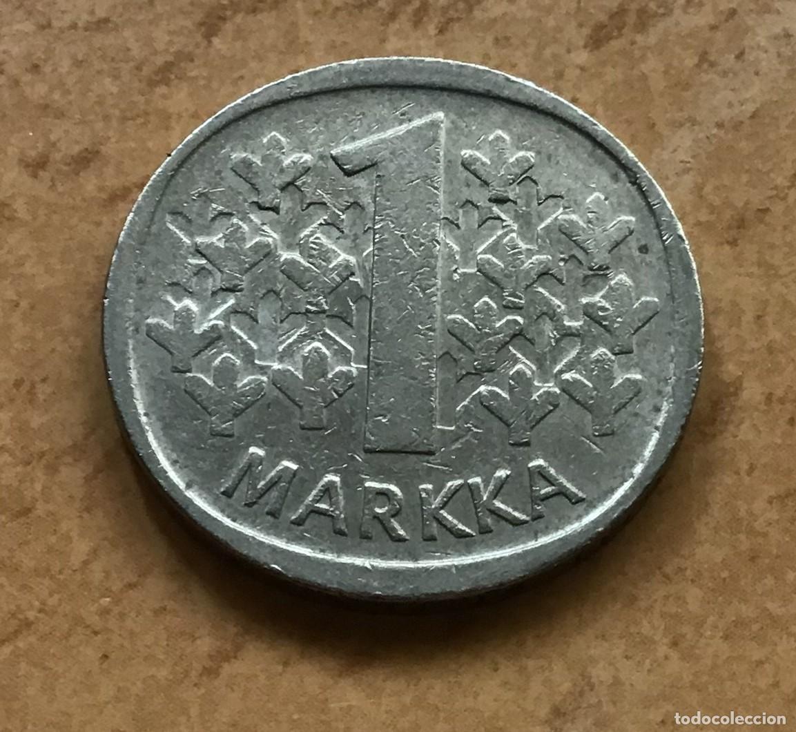 Monedas antiguas de Europa: 1 marco de Finlandia. A&ntilde;o 1975
