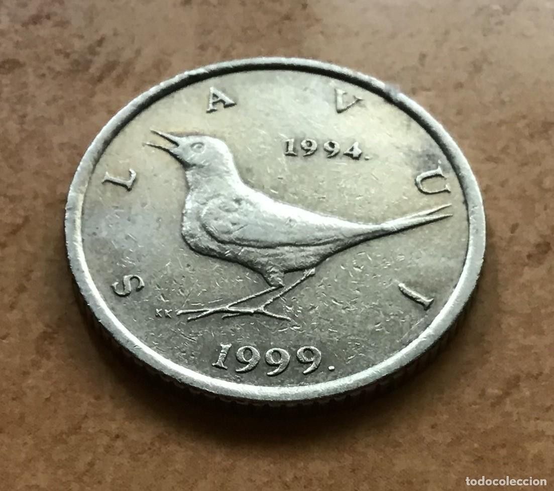 Monedas antiguas de Europa: 1 kuna conmemorativo de Croacia. 5 aniversario moneda nacional. A&ntilde;o 1999