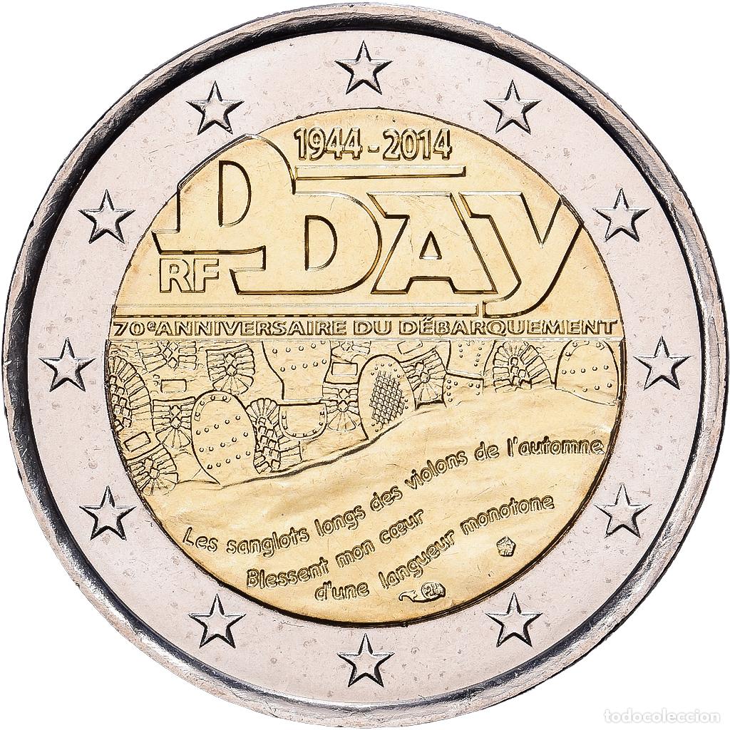 Monedas antiguas de Europa: [#1513765] Francia, 2 Euro, 70e anniversaire du d&eacute;barquement alli&eacute; en Normandie le 6