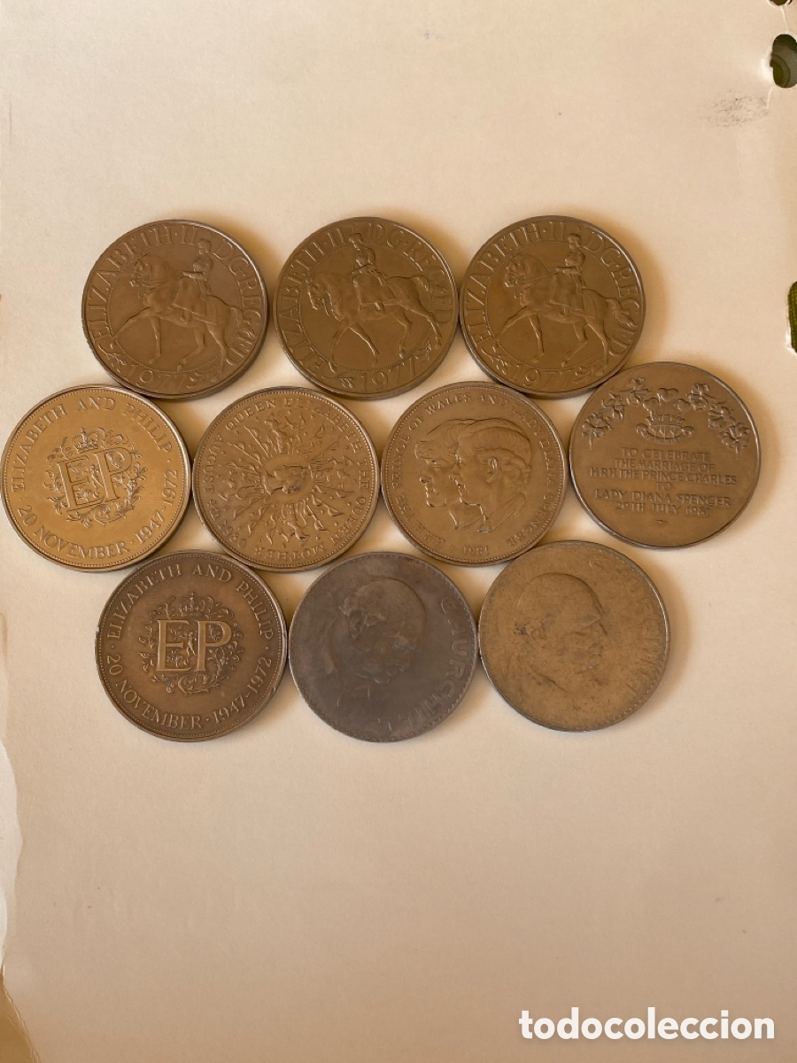 Monedas antiguas de Europa: Lote 10 Monedas Corona Brit&aacute;nicas Conmemorativas (1965-1981)