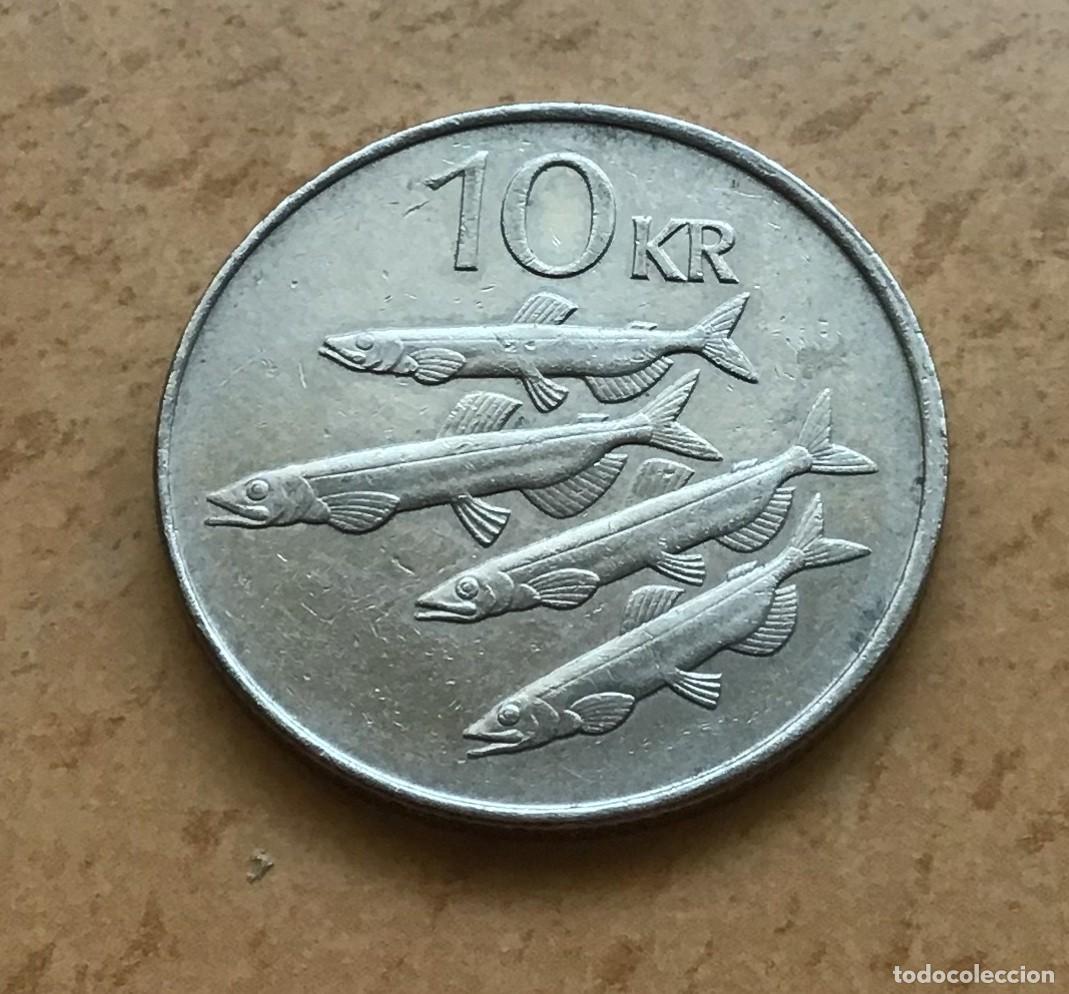 Monedas antiguas de Europa: 10 coronas de Islandia. A&ntilde;o 1994