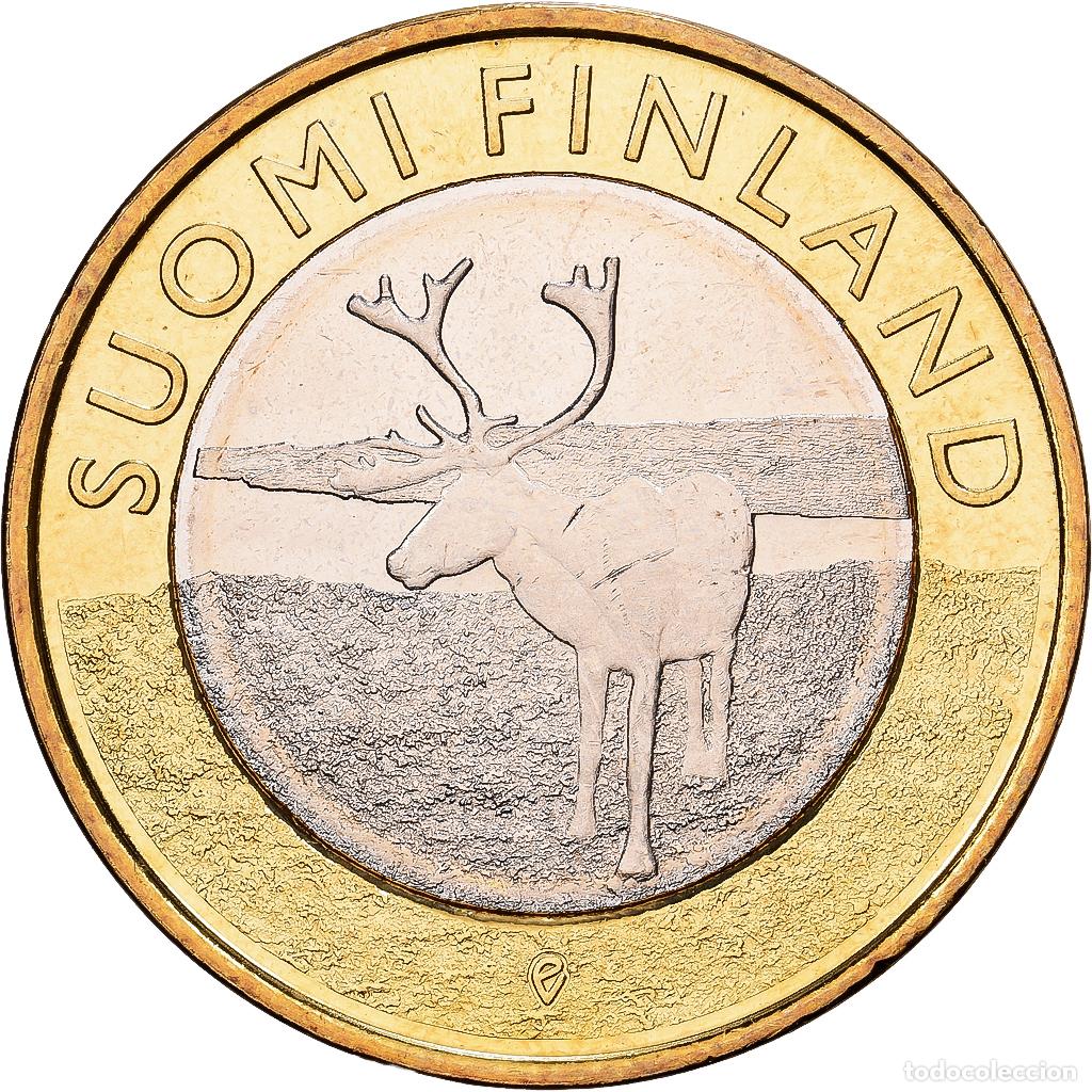 Monedas antiguas de Europa: [#1513774] Finlandia, 5 Euro, Reindeer in Lapland, 2015, Vantaa, Bimet&aacute;lico, SC, KM:224