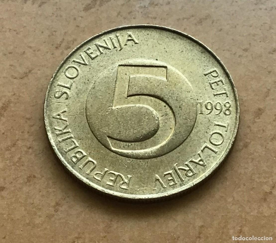 Monedas antiguas de Europa: 5 tolarjev de Eslovenia. A&ntilde;o 1998
