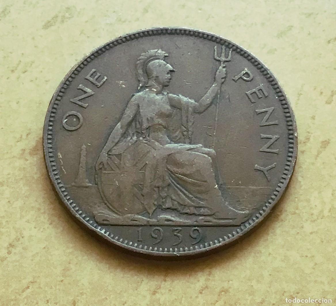 Monedas antiguas de Europa: 1 penique del Reino Unido. A&ntilde;o 1939