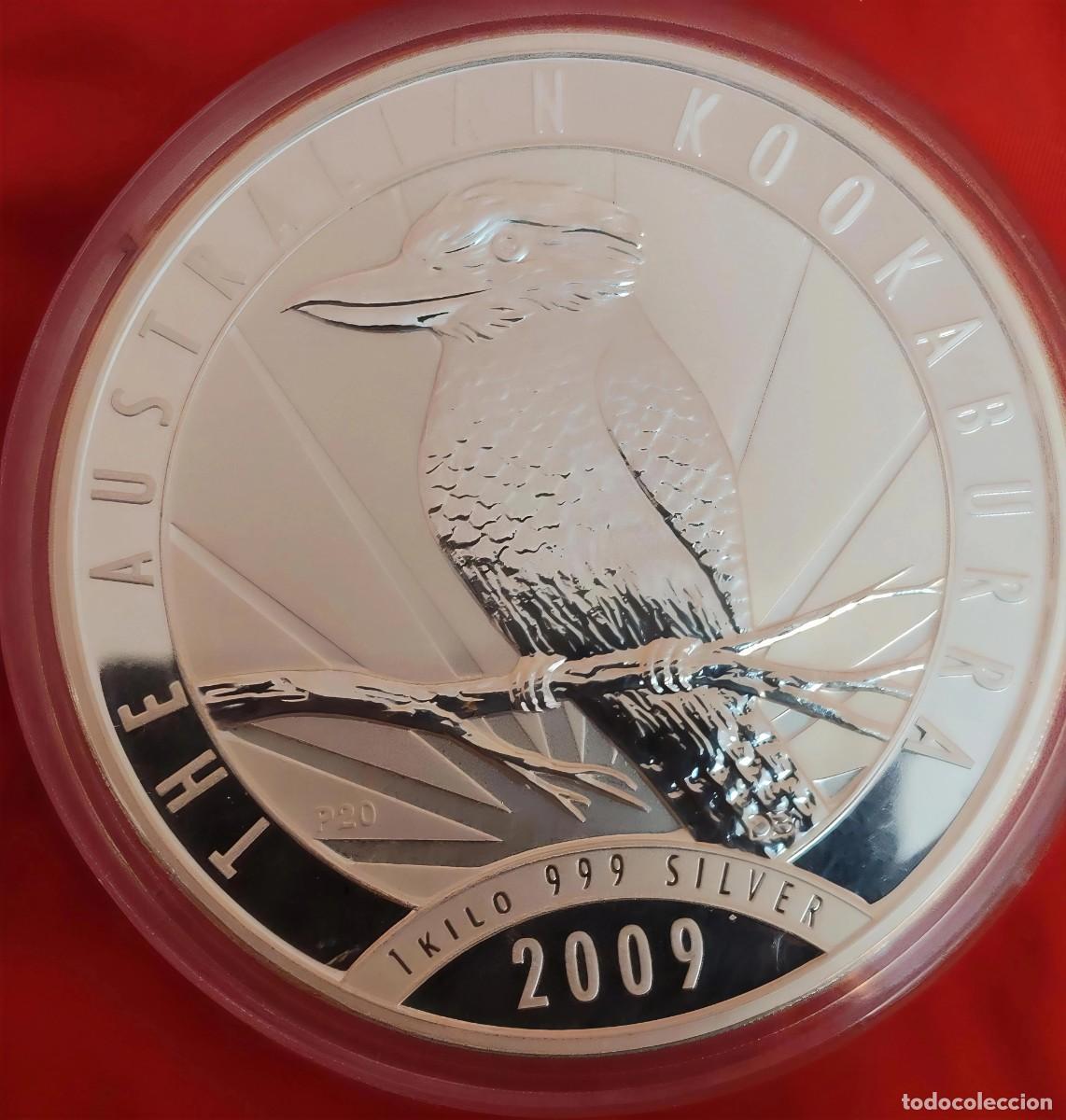 Monedas antiguas de Europa: Moneda de $30 Australia 2009, kokaburra. Moneda de plata de pura de 1 kilo. Nueva, sin marcas.