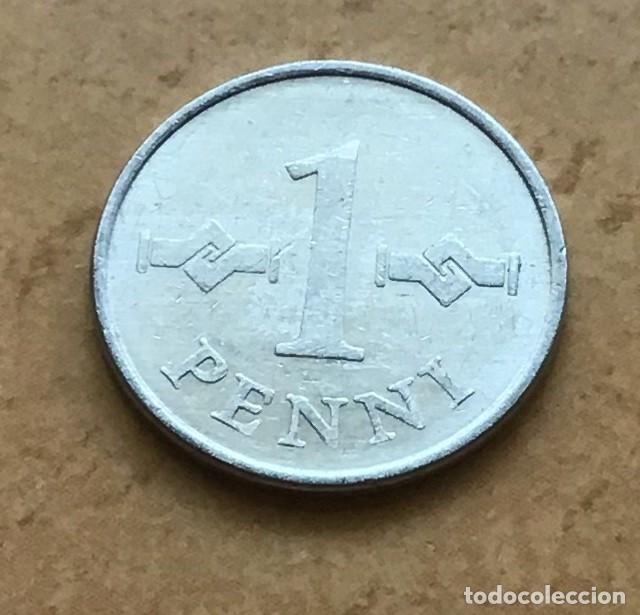 Monedas antiguas de Europa: 1 penni de Finlandia. A&ntilde;o 1973