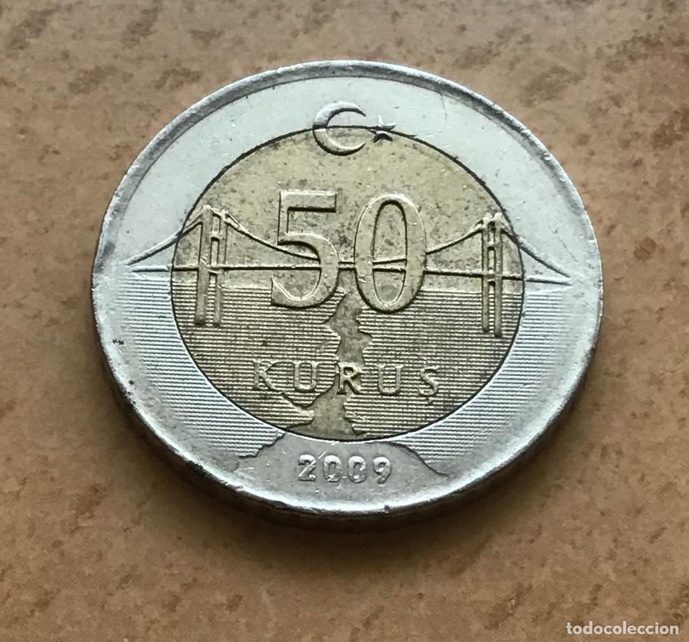 Monedas antiguas de Europa: 50 kurus de Turqu&iacute;a. A&ntilde;o 2009