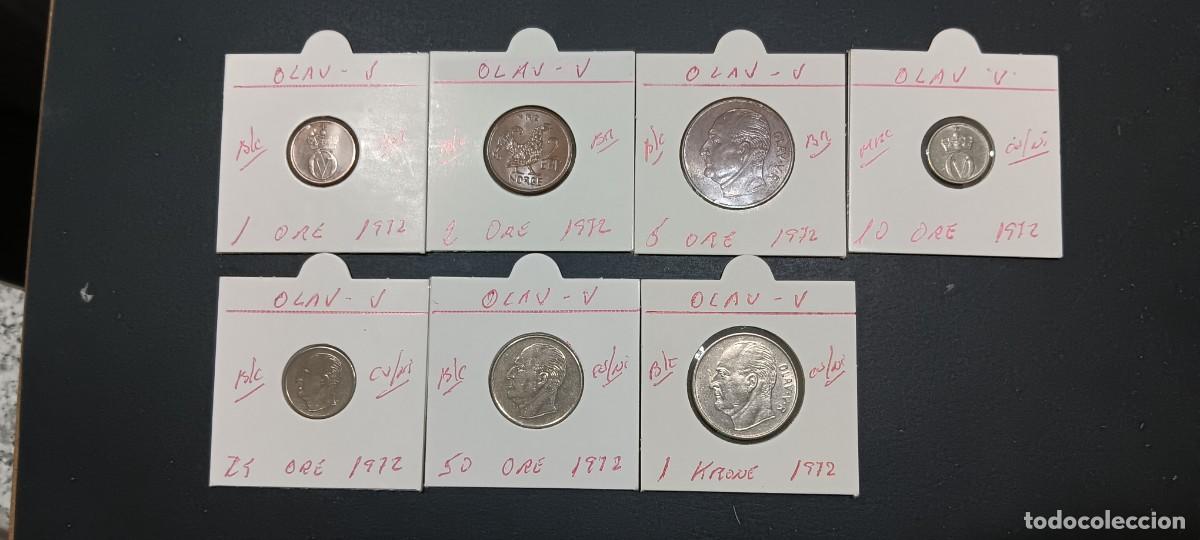 Monedas antiguas de Europa: NORUEGA 1,2,5,10,25,50 ORE Y 1 KRONE 1972 BC (OLAV V)