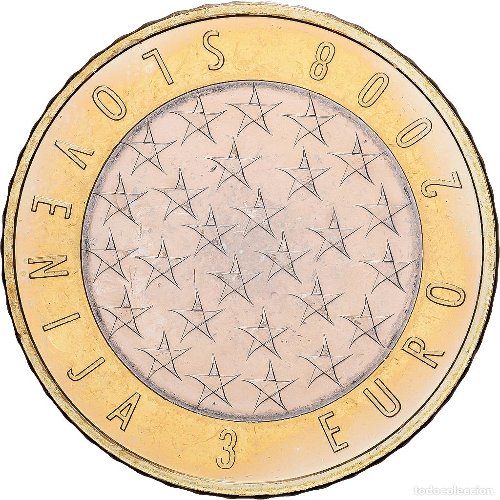 Monedas antiguas de Europa: [#1513783] Eslovenia, 3 Euro, Pr&eacute;sidence de l'UE, 2008, EBC+, Bimet&aacute;lico, KM:81