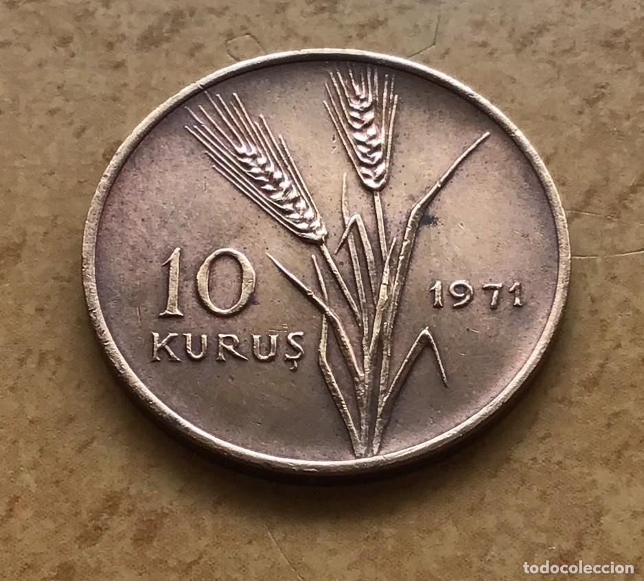 Monedas antiguas de Europa: 10 kurus de Turqu&iacute;a. A&ntilde;o 1971