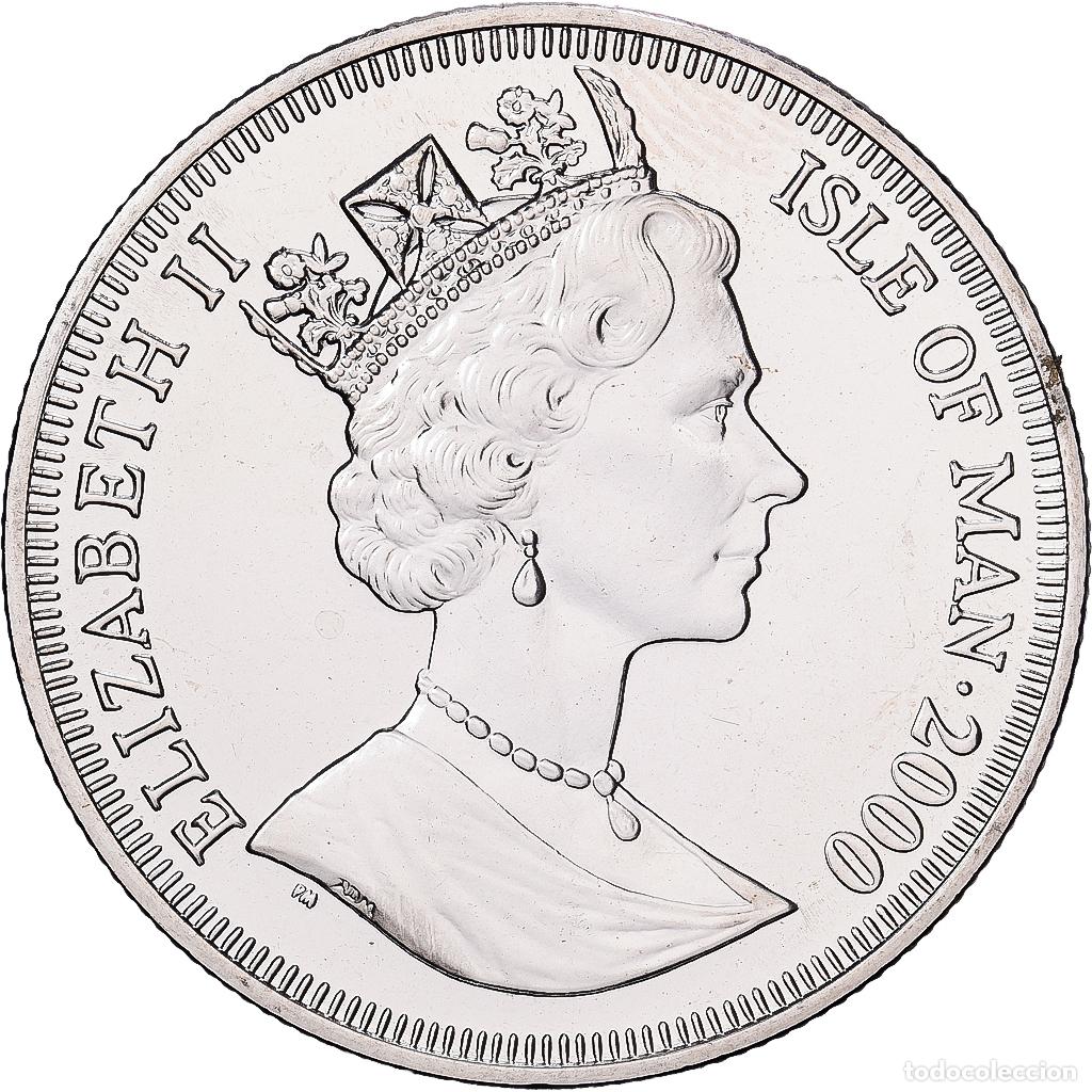Monedas antiguas de Europa: [#1513789] Isla de Man, 1 Crown, 2000, Pobjoy Mint, Le premier homme sur la Lune