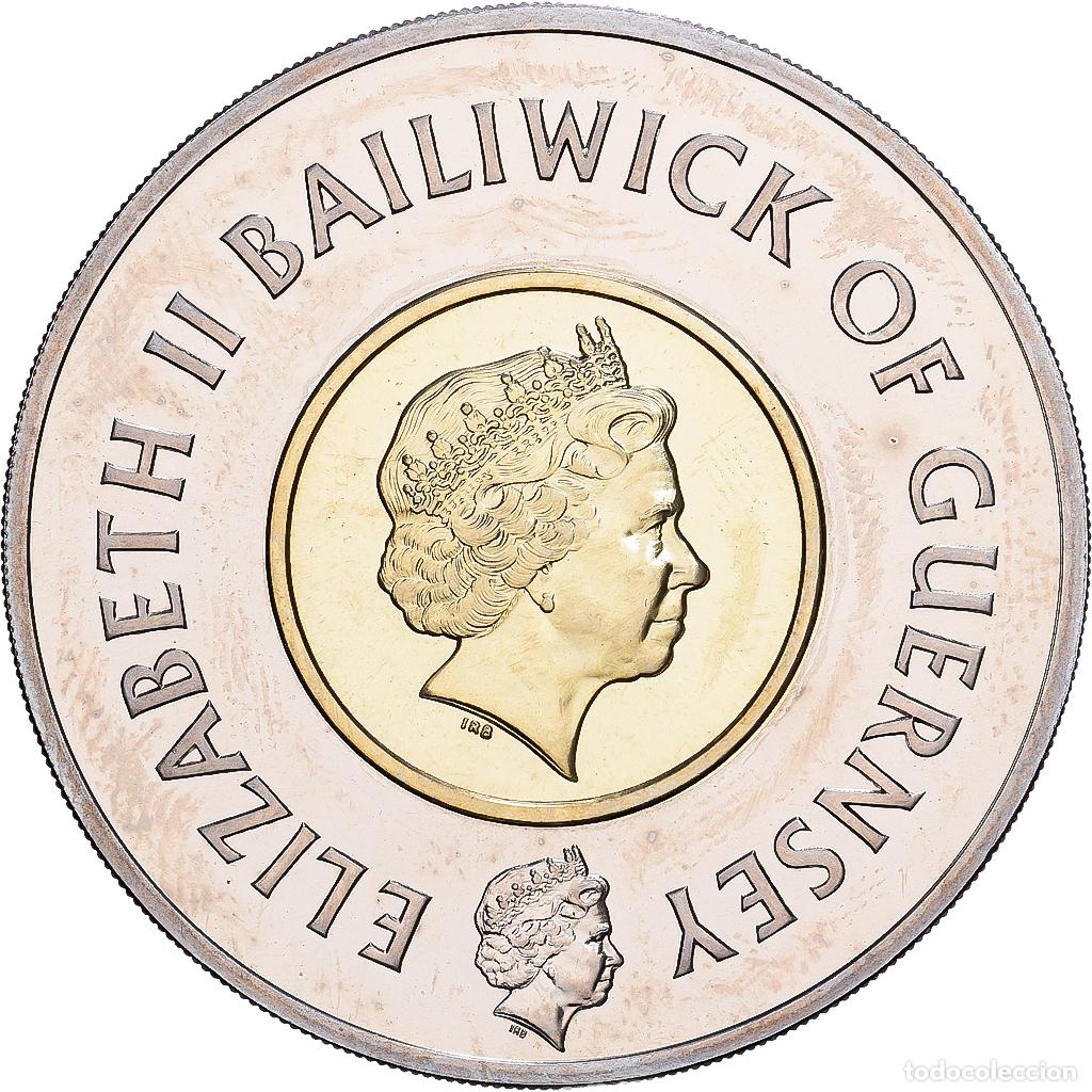 Monedas antiguas de Europa: [#1513792] Guernsey, 5 Livres, 1999, Comm&eacute;moration du passage au mill&eacute;naire, Bimet&aacute;lico