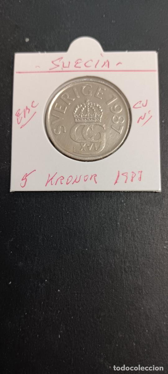 Monedas antiguas de Europa: SUECIA 5 KRONOR 1987 EBC KM=853 (CUPRONIQUEL) CARL GUSTAV XVI