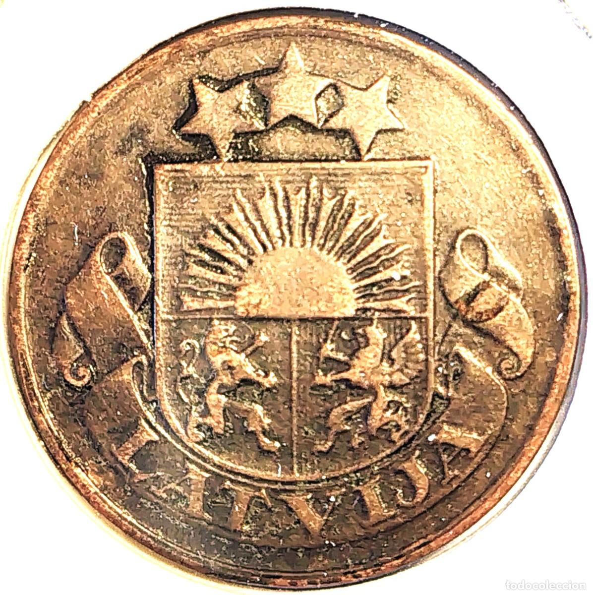 Moedas antigas da Europa: LETONIA (1922-1940) - 2 SANTIMI 1926 - PRIMERA REPUBLICA - B - 2 GR. BRONCE - DIAMETRO 19,50 mm - MB