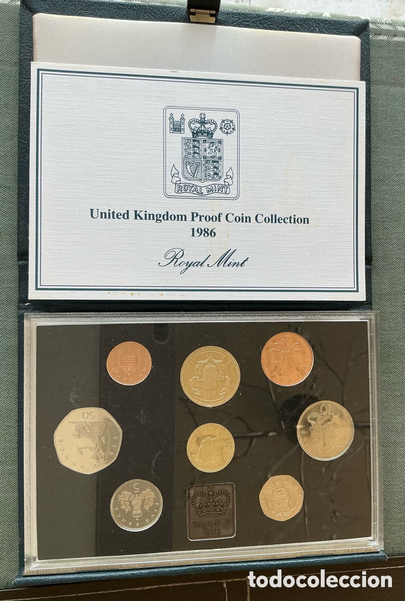 Monedas antiguas de Europa: colecci&oacute;n de monedas Proof del Reino Unido de 1986 emitida por Royal MInt