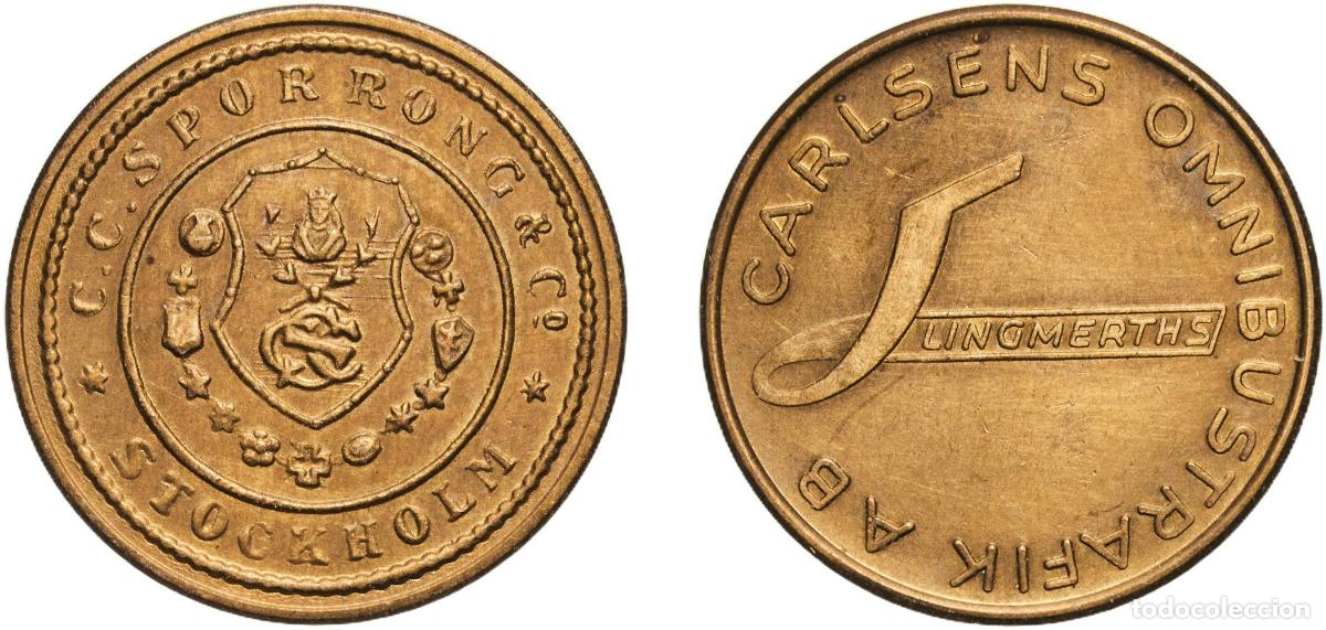 Monedas antiguas de Europa: Sweden Kingdom ND Transport Token - Carlsens Brass Sporrong & Co. Mint 2.13g AU