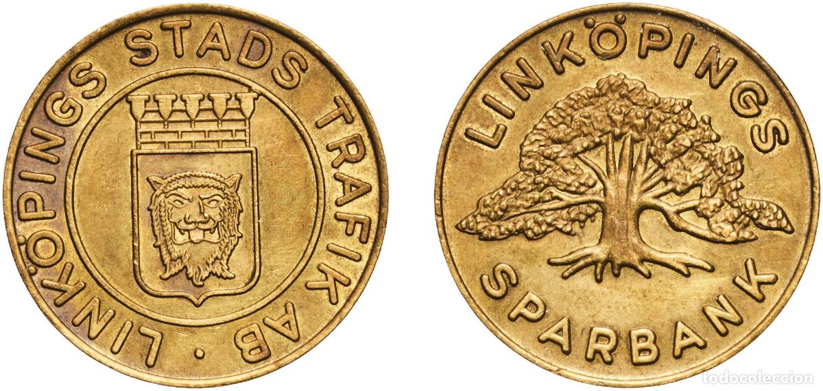 Monedas antiguas de Europa: Sweden Kingdom ND (1954-1972) Token Bus - Link&ouml;ping Brass 2.52g UNC