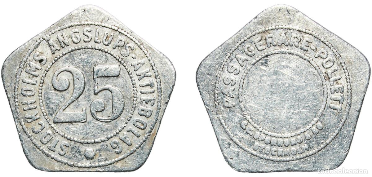 Monedas antiguas de Europa: Sweden Kingdom ND 25 &Ouml;re - Stockholms &Aring;ngslups Aktiebolag Aluminium Sporrong & Co. Mint 0.61g VF