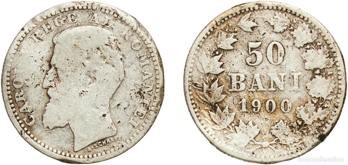 Monedas antiguas de Europa: Romania Kingdom 1900 50 Bani - Carol I Silver (.835) Hamburg Mint (3838000) 2.37g F KM 23