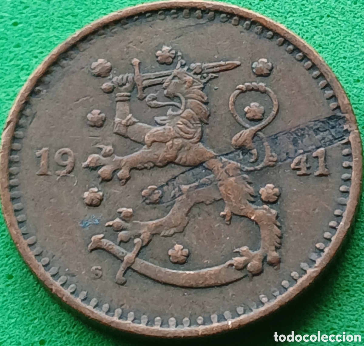 Monedas antiguas de Europa: Finlandia 1 marco 1941 km#30a error de acu&ntilde;aci&oacute;n