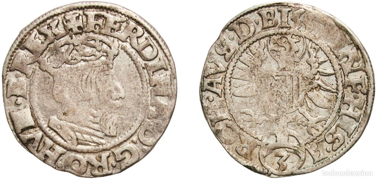 Monedas antiguas de Europa: Austria Empire 1557 3 Kreuzers - Ferdinand I (Linz) Silver Linz Mint 2.66g VF Markl 560-586 Schult