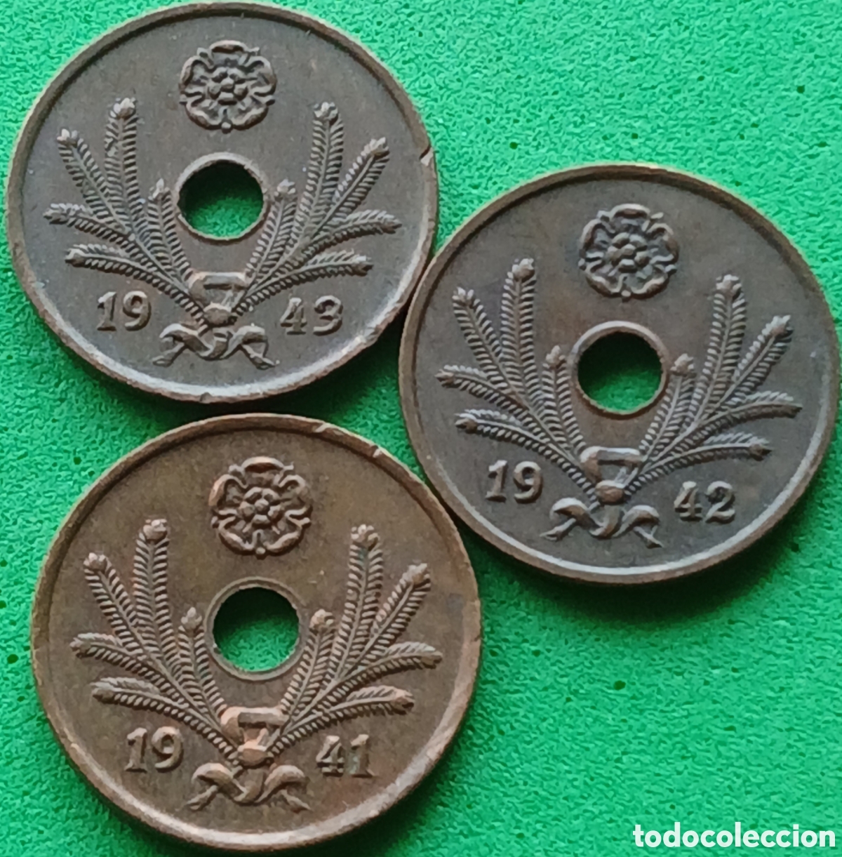 Monedas antiguas de Europa: Finlandia 10 pennia 1941-1942-1943 serie completa. Km#33