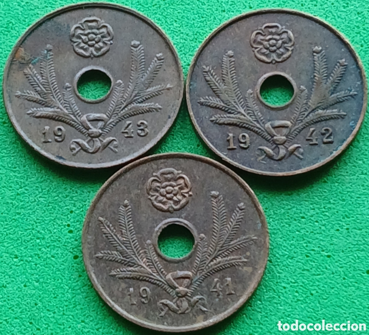 Monedas antiguas de Europa: Finlandia 5 pennia 1941-1942-1943 ser&iacute;e completa. Km#64