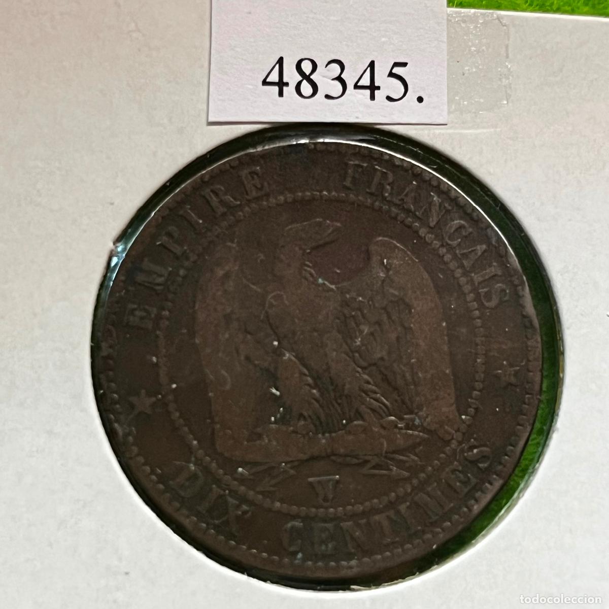 Monedas antiguas de Europa: Francia 10 centimos 1855 B, Estrasburgo