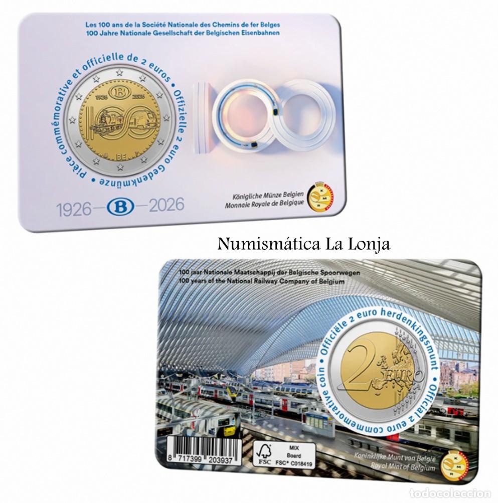 Monedas antiguas de Europa: B&eacute;lgica Coincard 2 Euros Conmemorativa Ferrocarriles 2026 Km 462 Neerland&eacute;s Sc Unc