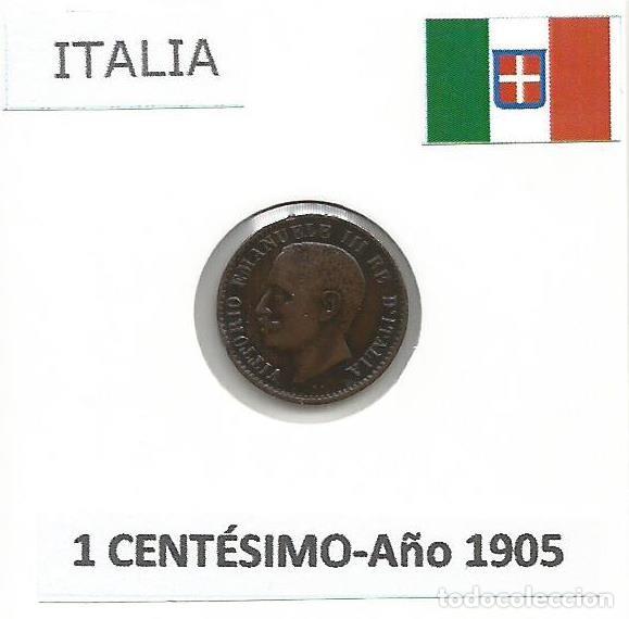 Monedas antiguas de Europa: ITALIA. MONEDA DE 1 CENT&Eacute;SIMO-CENTESIMI A&Ntilde;O 1905. ENCARTONADA