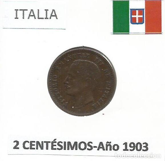 Monedas antiguas de Europa: ITALIA. MONEDA DE 2 CENT&Eacute;SIMOS-CENTESIMI A&Ntilde;O 1903. ENCARTONADA