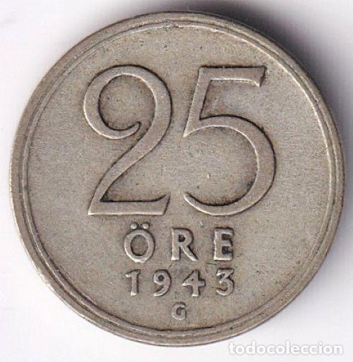 Monedas antiguas de Europa: MONEDA SUECIA 25 ORE 1943 - PLATA