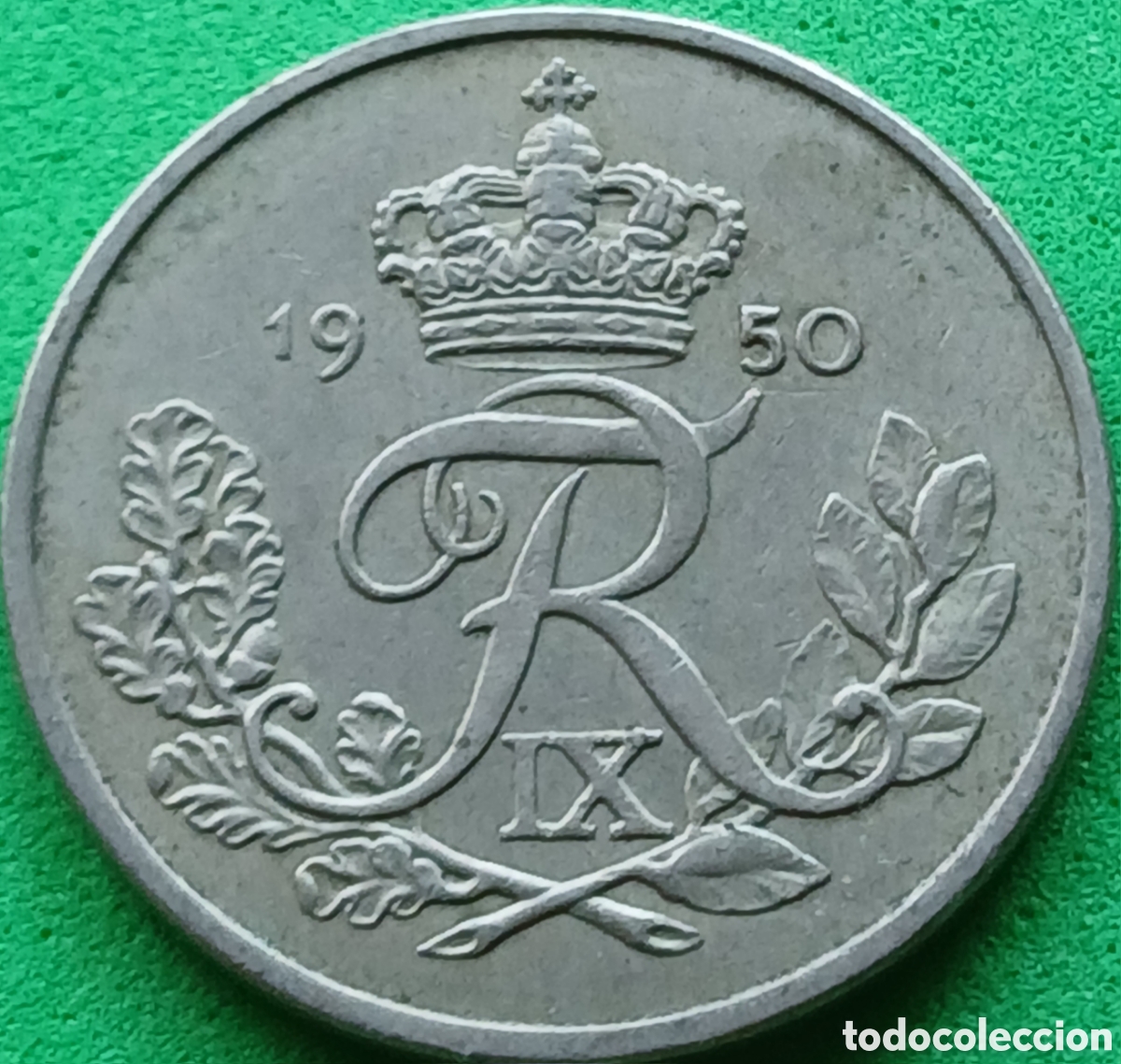 Monedas antiguas de Europa: Dinamarca 25 ore 1950 km#842&rdquo;