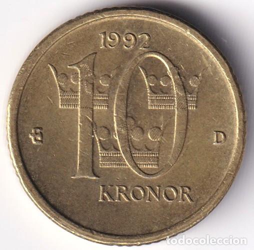 Monedas antiguas de Europa: MONEDA SUECIA 10 KRONOR 1992 CARL GUSTAF XVI - BRONCE (ORO NORDICO)