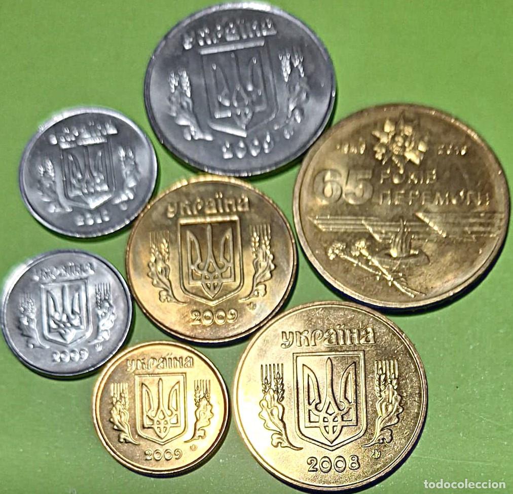 Monedas antiguas de Europa: Ucrania (Ukrania), Set de 7 monedas: 1, 2, 5, 10, 25 y 50 Kopiyok y 1 Grivna 2008-10./ Sin Circular.