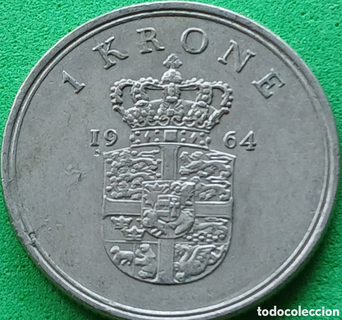 Monedas antiguas de Europa: Dinamarca 1 corona 1964 km#851